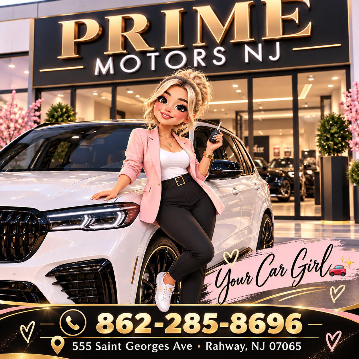 Hannah, your local car girl at Prime Motors NJ